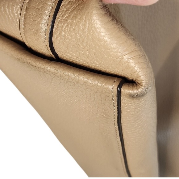 Coach Outlet Mollie Taupe Pebble Leather Shoulder Handbag Purse - Picture 7 of 12